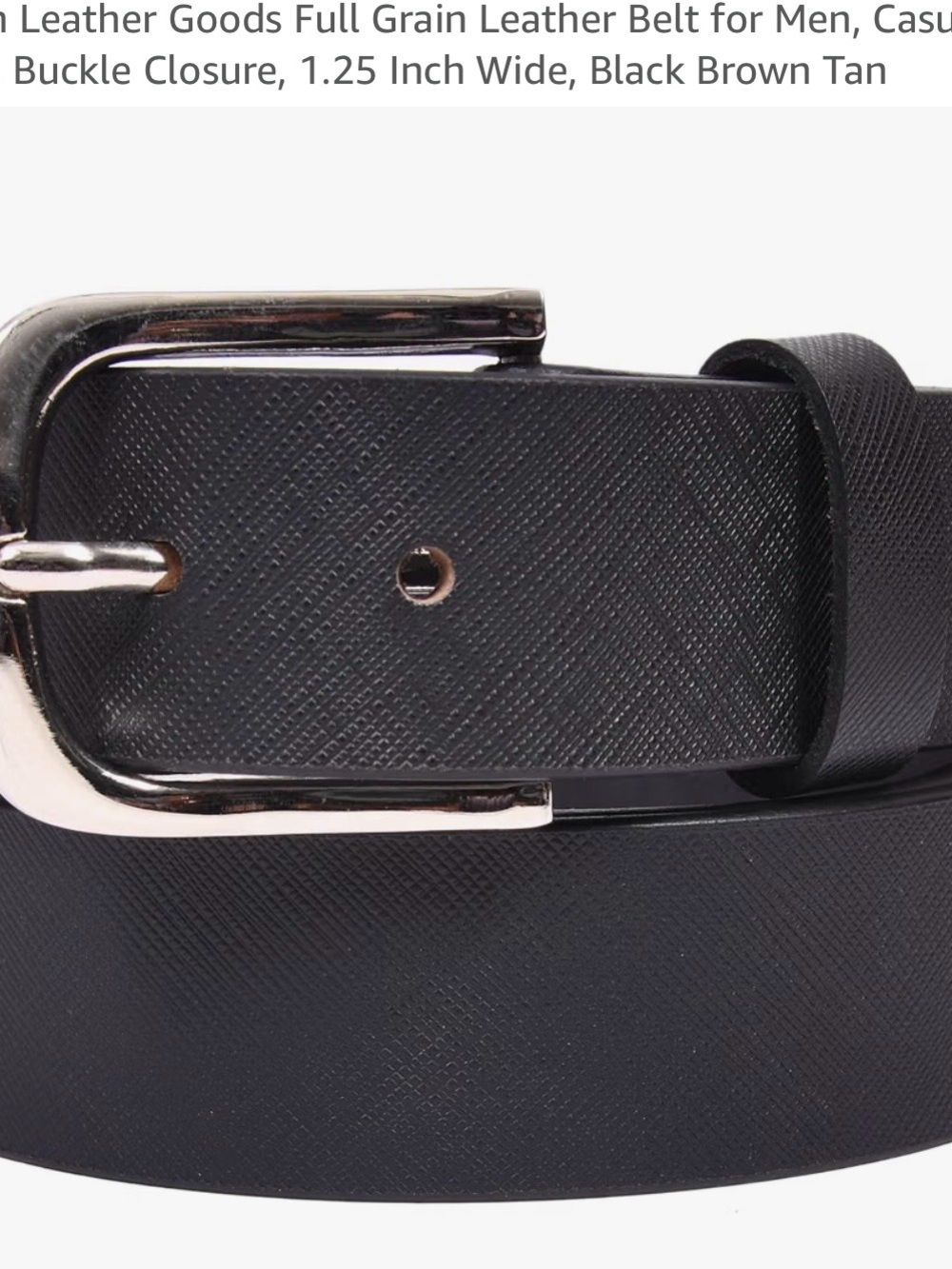 Men's Aaron Leather Black Leather Belt with Silver Buckle 38